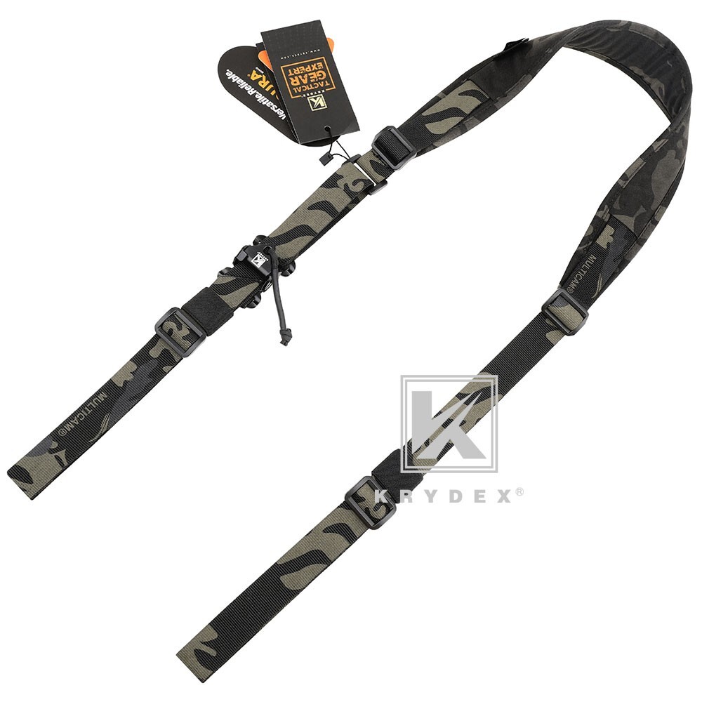 KRYDEX Tactical Sling Strap Modular Slingster Pull Tab 2Point Sling Black Camo
