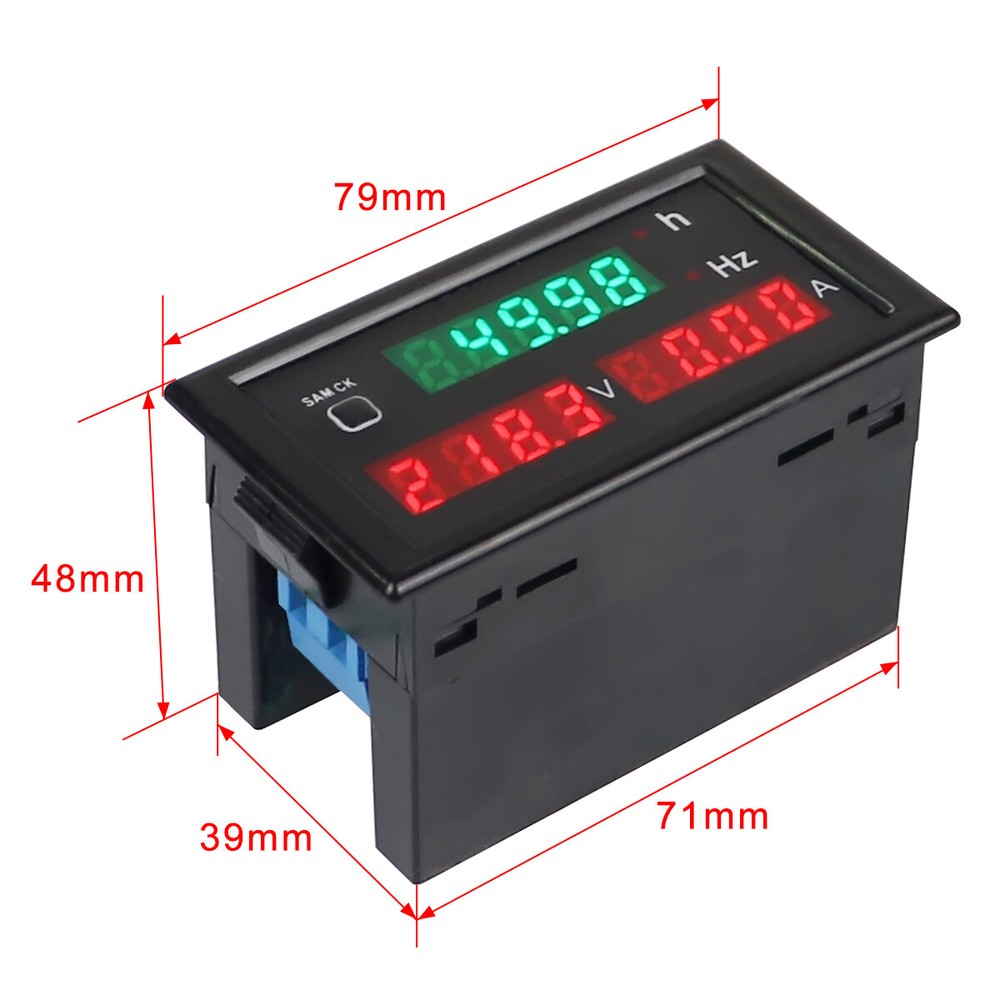 AC 80-300V 100A 45-65Hz Digital Voltmeter Frequency Volt Amp Time Panel Meter
