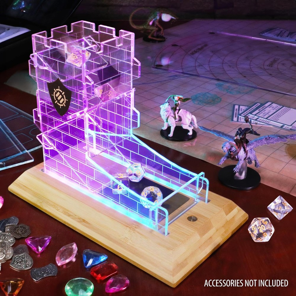 Tabletop LED Dice Tower with 7pc Dice Set