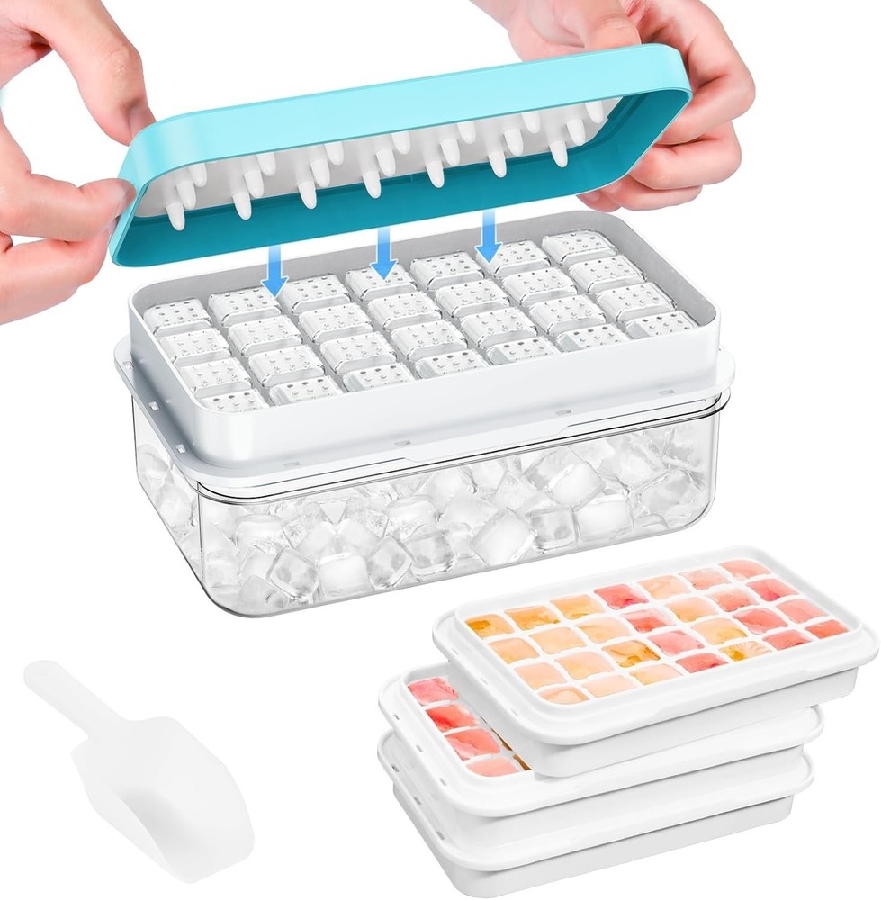 Durable Ice Cube Tray with Bin & Scoop - Quick Release for Busy Entertainers