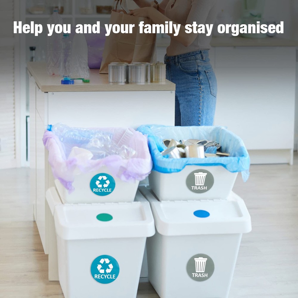 6 Pack Recycle Sticker for Trash SizeA2 8PCS Sticker, Blue&gray