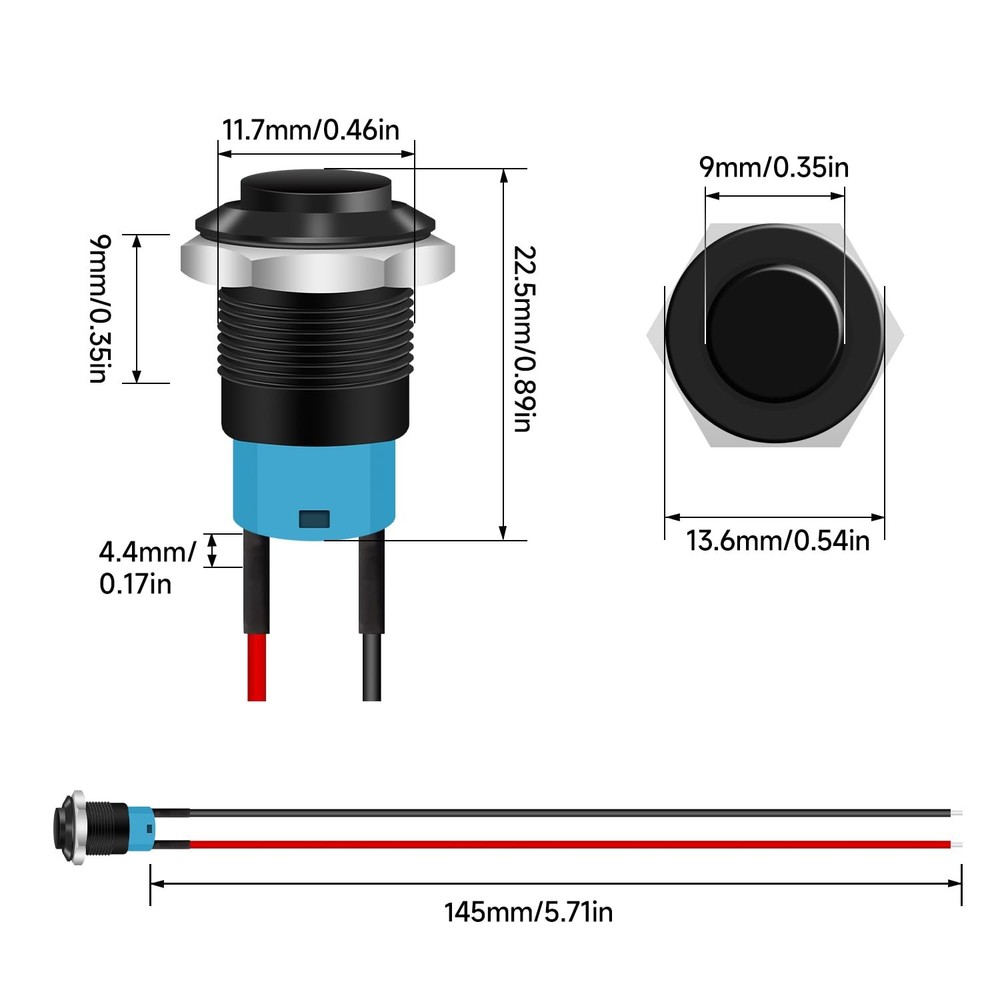 4PCS 12V ON/Off Latching Push Button Switch Waterproof 12mm Small Push Button...