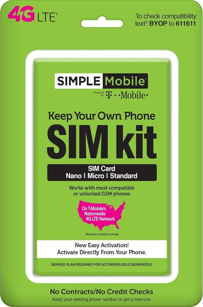 Simple Mobile, Powered by Tmobile, Universal Sim Kit