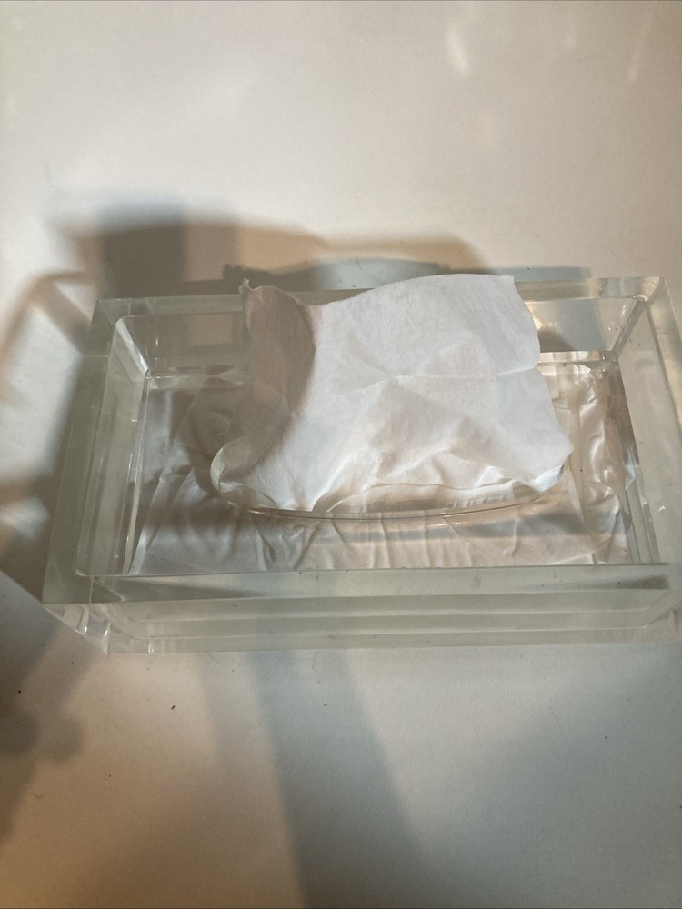Mid Century Lucite 2 Piece Tissue Box EUC Top Removable