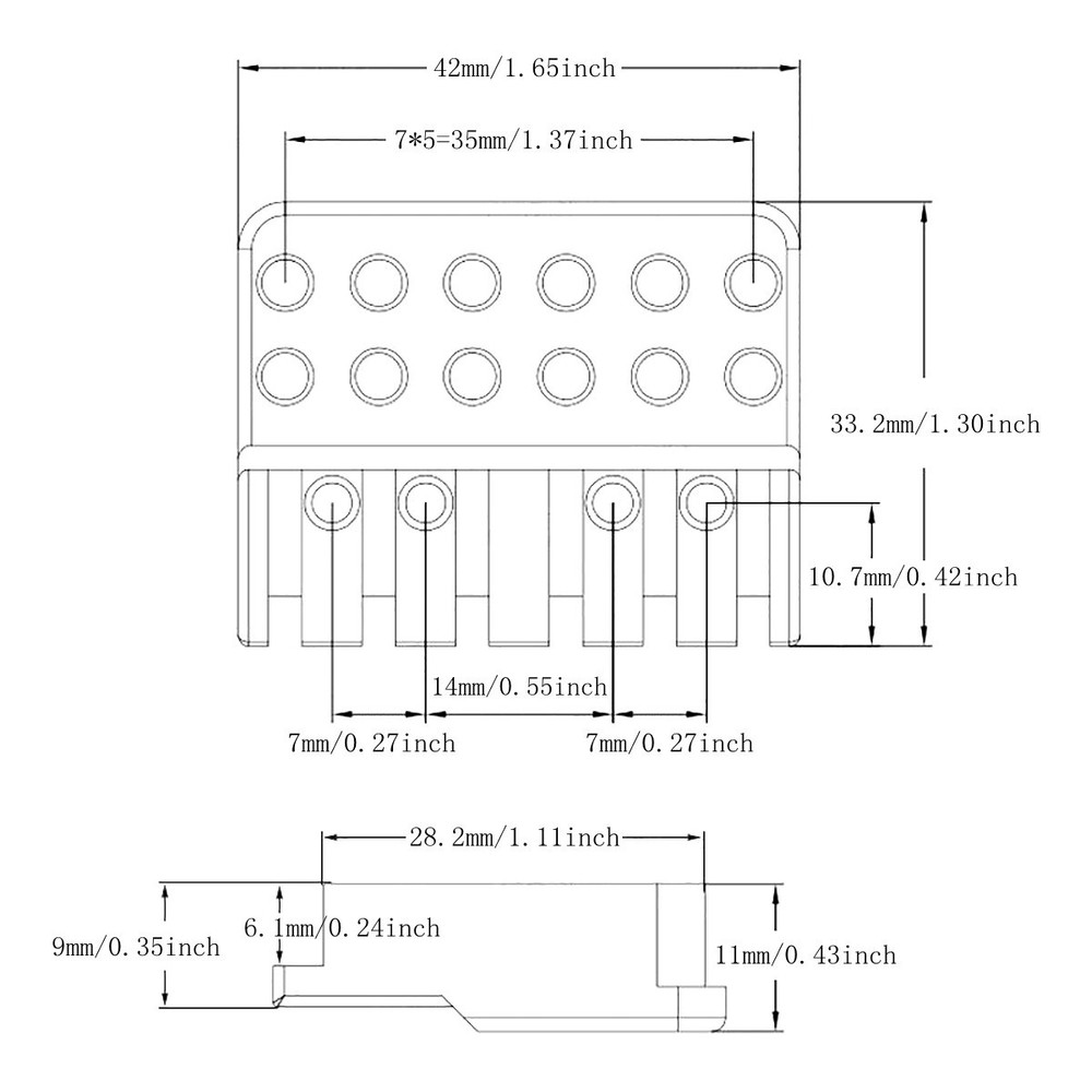 Brass 6 String Guitar Bridge String Locks Headless Guitar String Locking Black