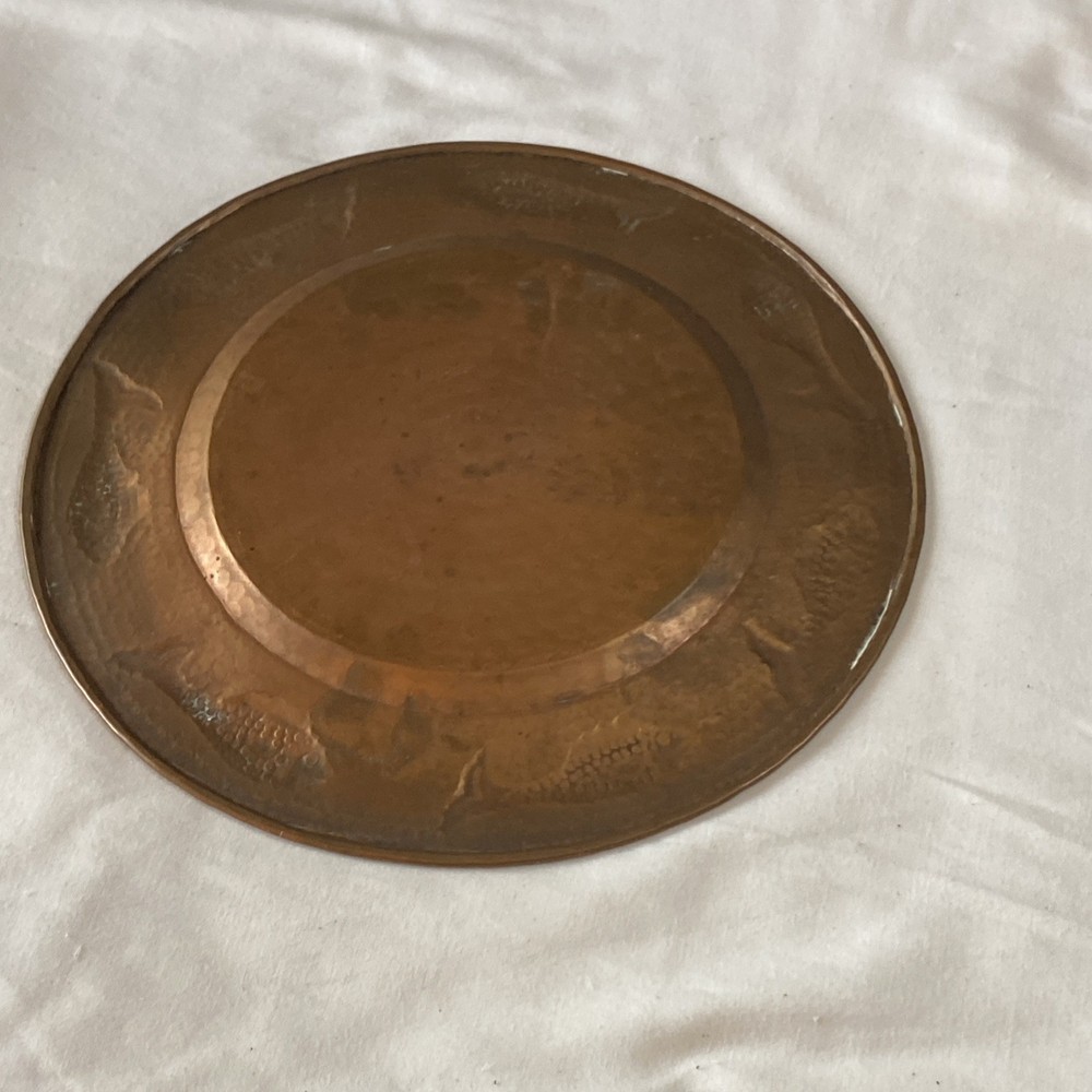 Vintage Solid Copper Plate Fish Motif 12” Wide