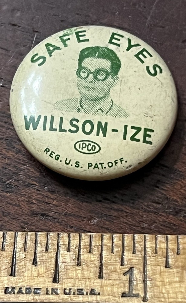 Safe Eyes,Willson-ize, Pinback Button,Backing GreenDuck Co. 1 in Dia