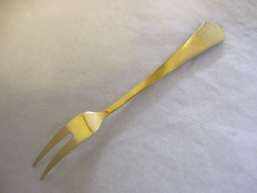 DAVID ANDERSEN NORWAY STERLING SILVER & BLUE ENAMEL LEMON FORK RADHUS MED VIFTE