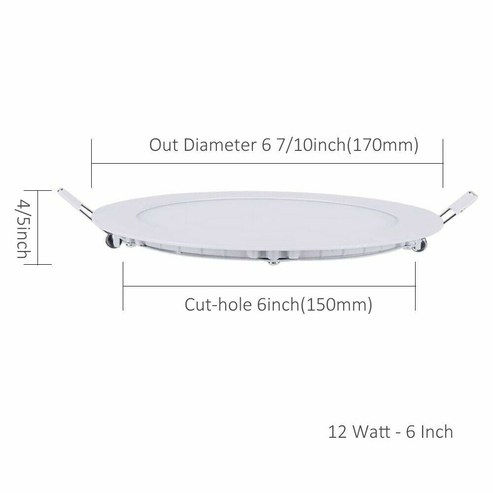 12W 6" LED Recessed Lighting 10 Pack Panel Ceiling Light Ultra-thin Cool White