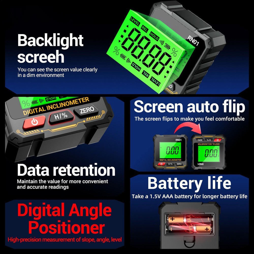 Digital Angle Finder Magnetic Mini Protractor Angle Finder Measuring