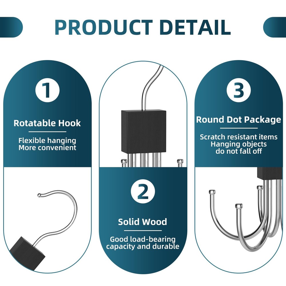 Multi-Purpose Rotatable Belt Hanger & Organizer for Closet - Space-Saving Sto...