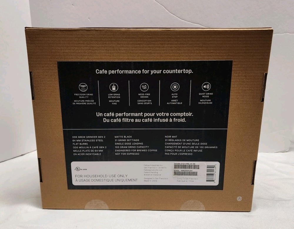 Fellow Ode Brew Grinder Gen 2 - Black (D1211MB-US-SB)