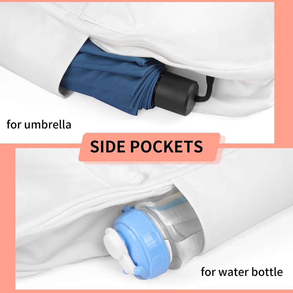 Diy Canvas Backpack Daypack Satchel Backpack (White, with Side Pocket)