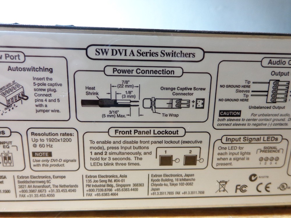 Extron SW2 DVI Plus Series Switcher (No AC Adapter)