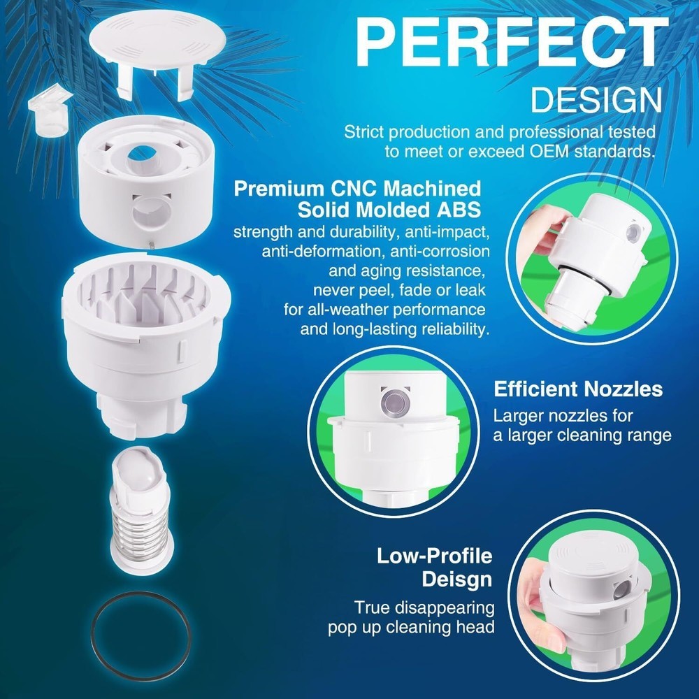 PCC2000 Rotating Pop Up Head Nozzle for Paramount in-Floor Cleaning System White