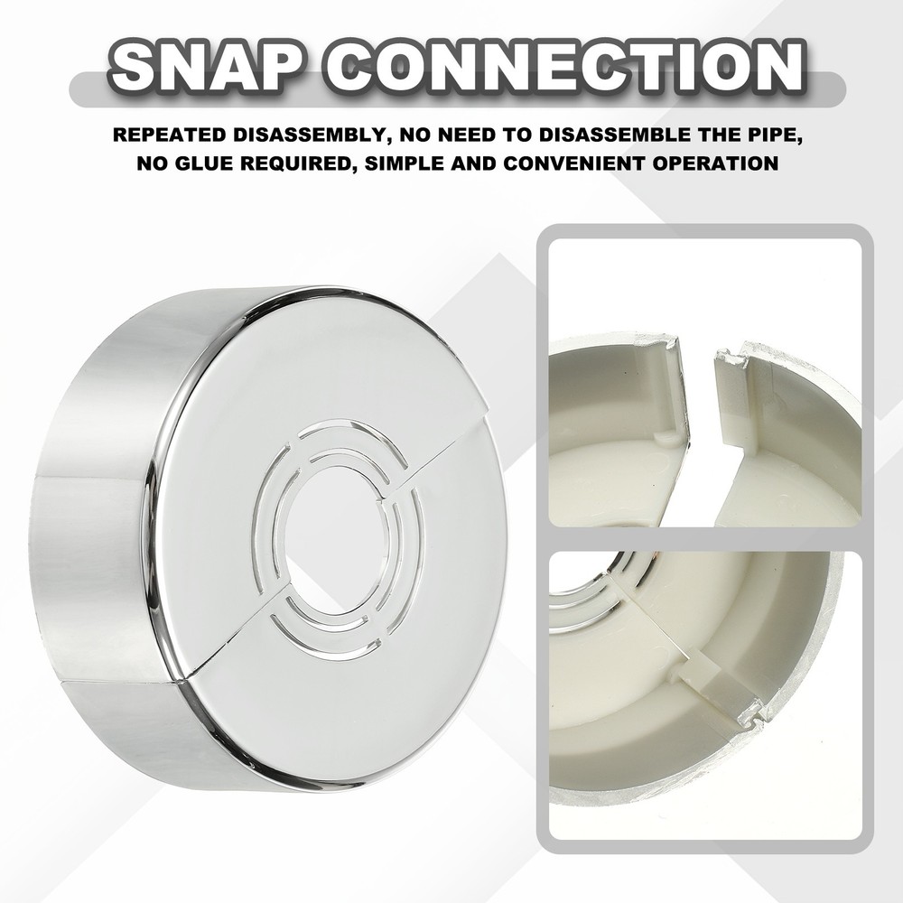 2pcs Wall Split Flange 0.98" Plastic Round Split Flange Pipe Cover, Silver