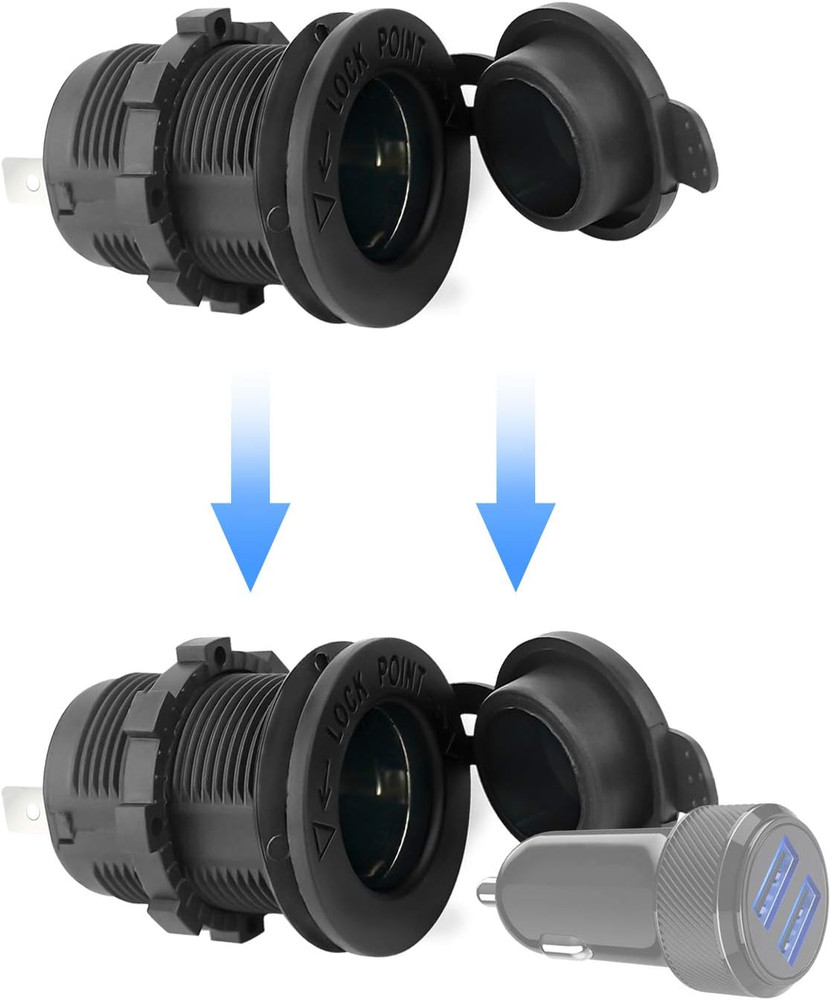 12V Car Cigarette Lighter Socket Waterproof and Dustproof Plug Socket for Car Tr