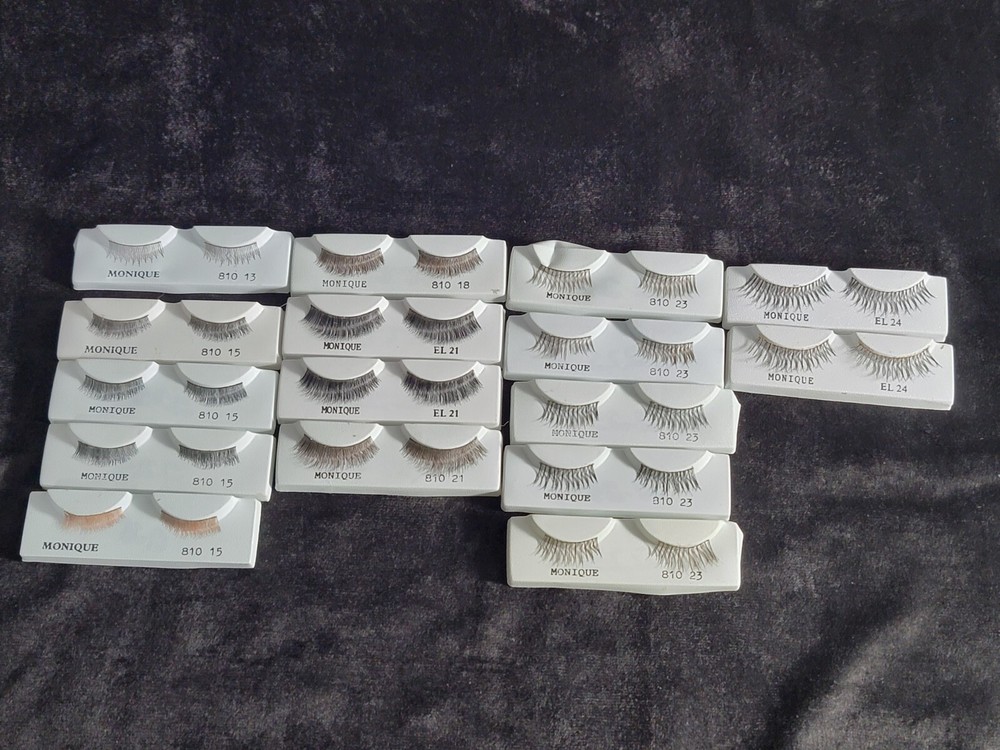 16-PAIR MONIQUE Upper  DOLL EYE LASHES BLACKS & BROWNS LOT