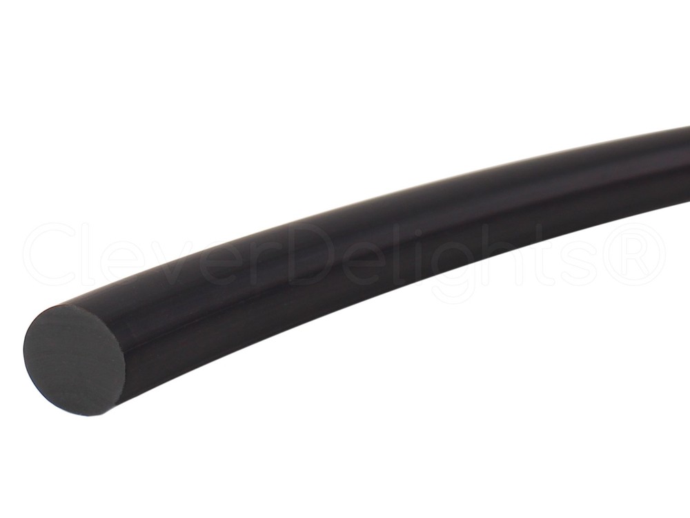 5-Ft Solid Rubber Cord 1/4" Diameter Buna 70 Durometer Black .25" Round