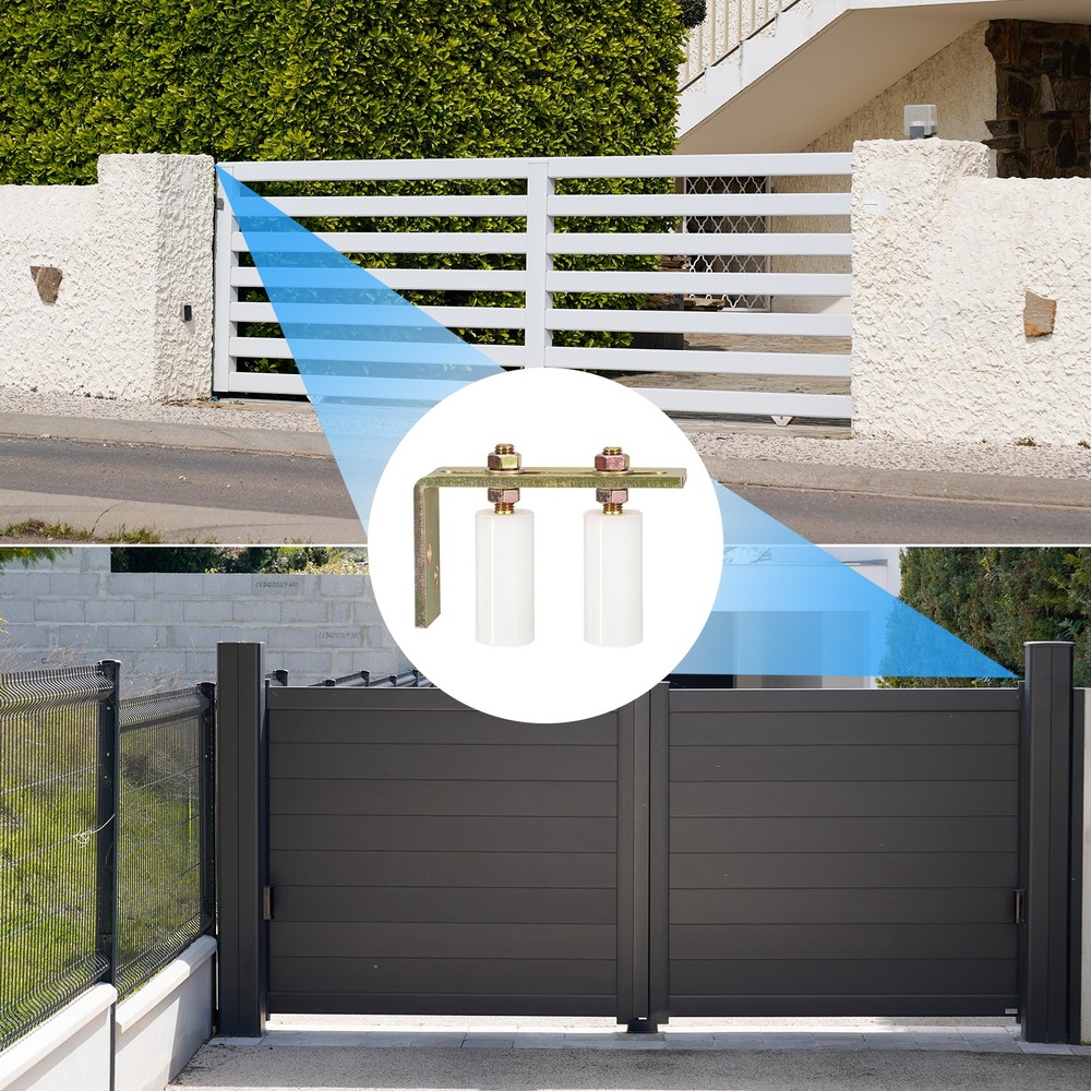 Slide Gate Guide Roller with L Post Bracket 3" Dual Nylon Rollers Gate White