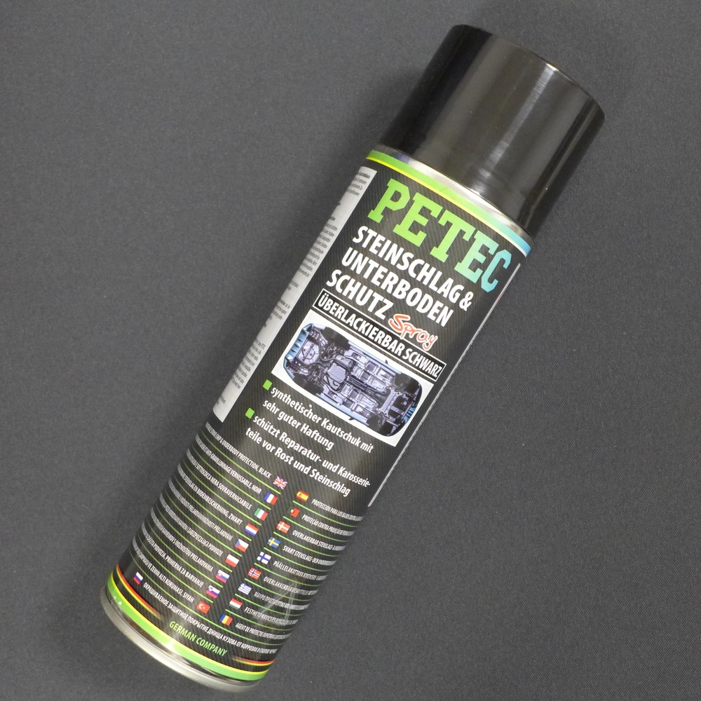 Petec 2x Stonefall & Underfloor Protection Rubber Overpainted Black 500ml