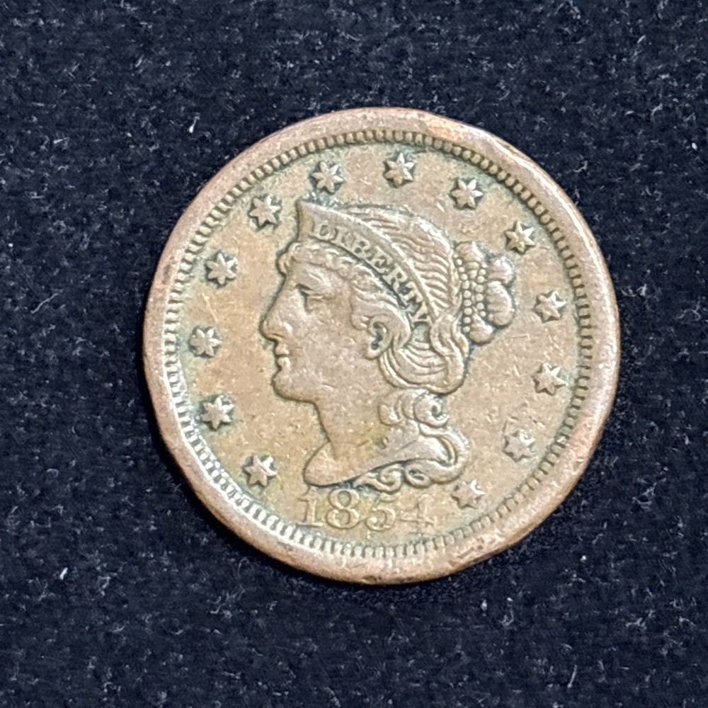 1854 Braided Hair Large Cent