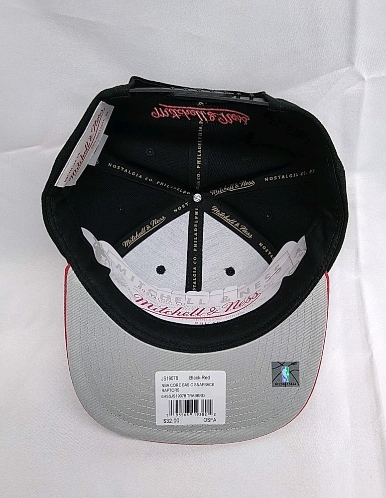 Mitchell & Ness Toronto Raptors Core Basic Black Red Adjustable Snapback Hat Cap
