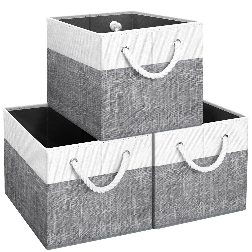 Fab totes Storage Bins [3-Pack], Foldable Storage Baskets for Organizing