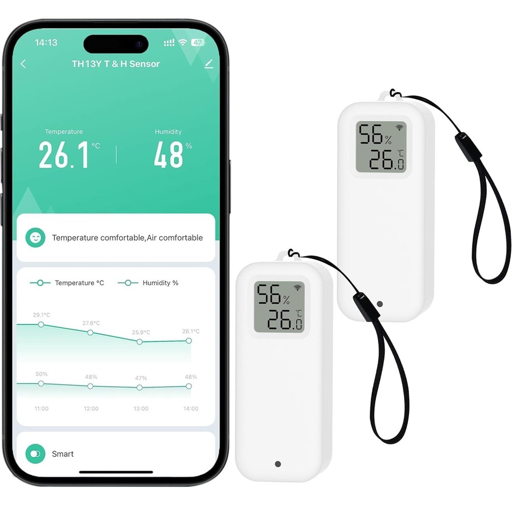 WLAN Thermometer Hygrometer Sensor, Wireless Smart Temperature and Humidity D...