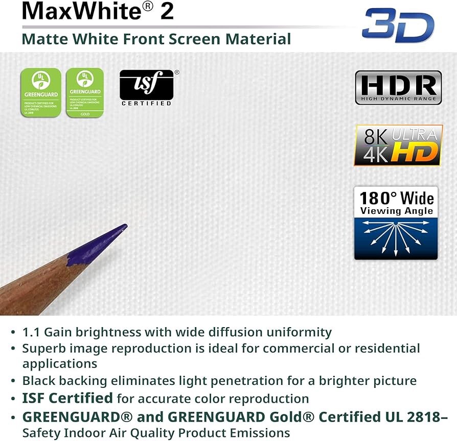 Elite Screens Manual Series, 106-inch / 24" Drop Pull Down Manual Projector New