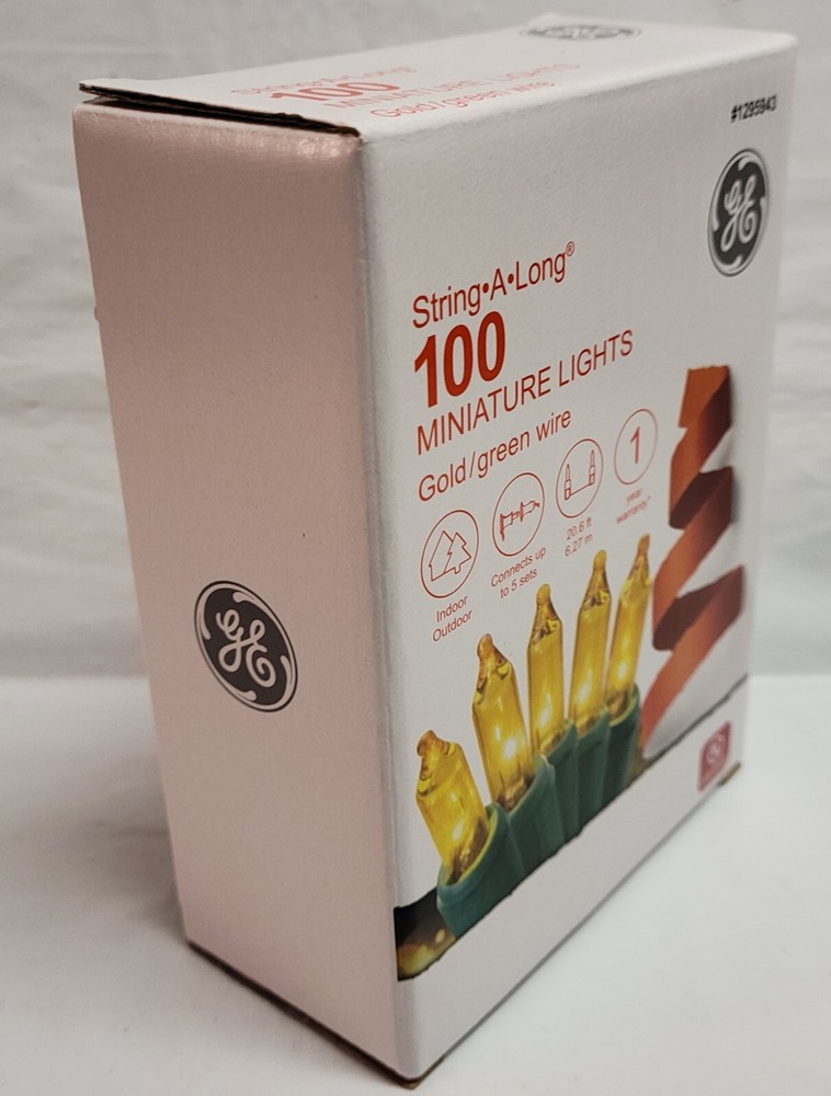 2 BOXES GE 100-CT STRING-A-LONG GOLD STRING LIGHTS - GREEN WIRE HOLIDAY MINI