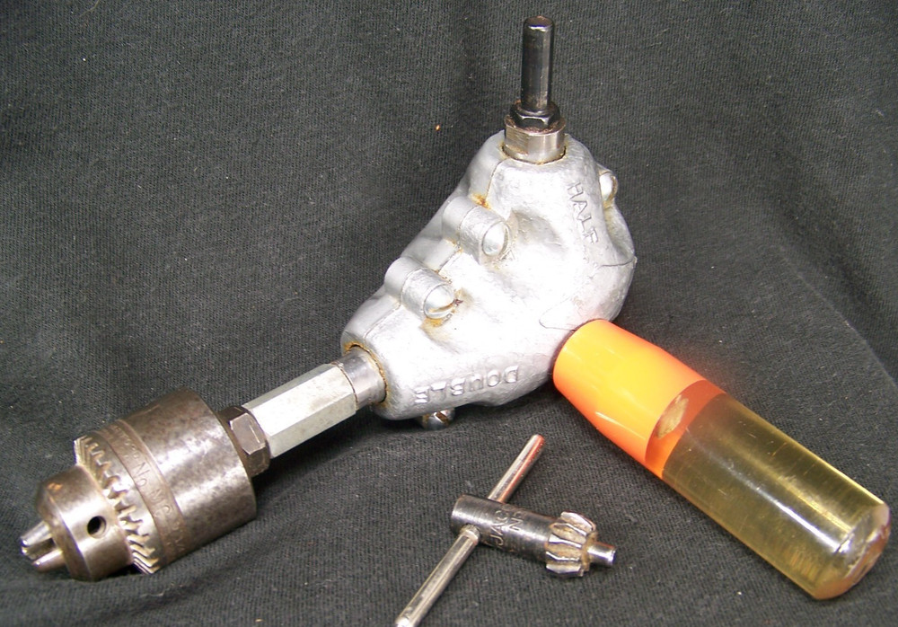 Vintage Right Angle Drill Cap Orange Handle Half Double Nice!! Jacobs Chuck