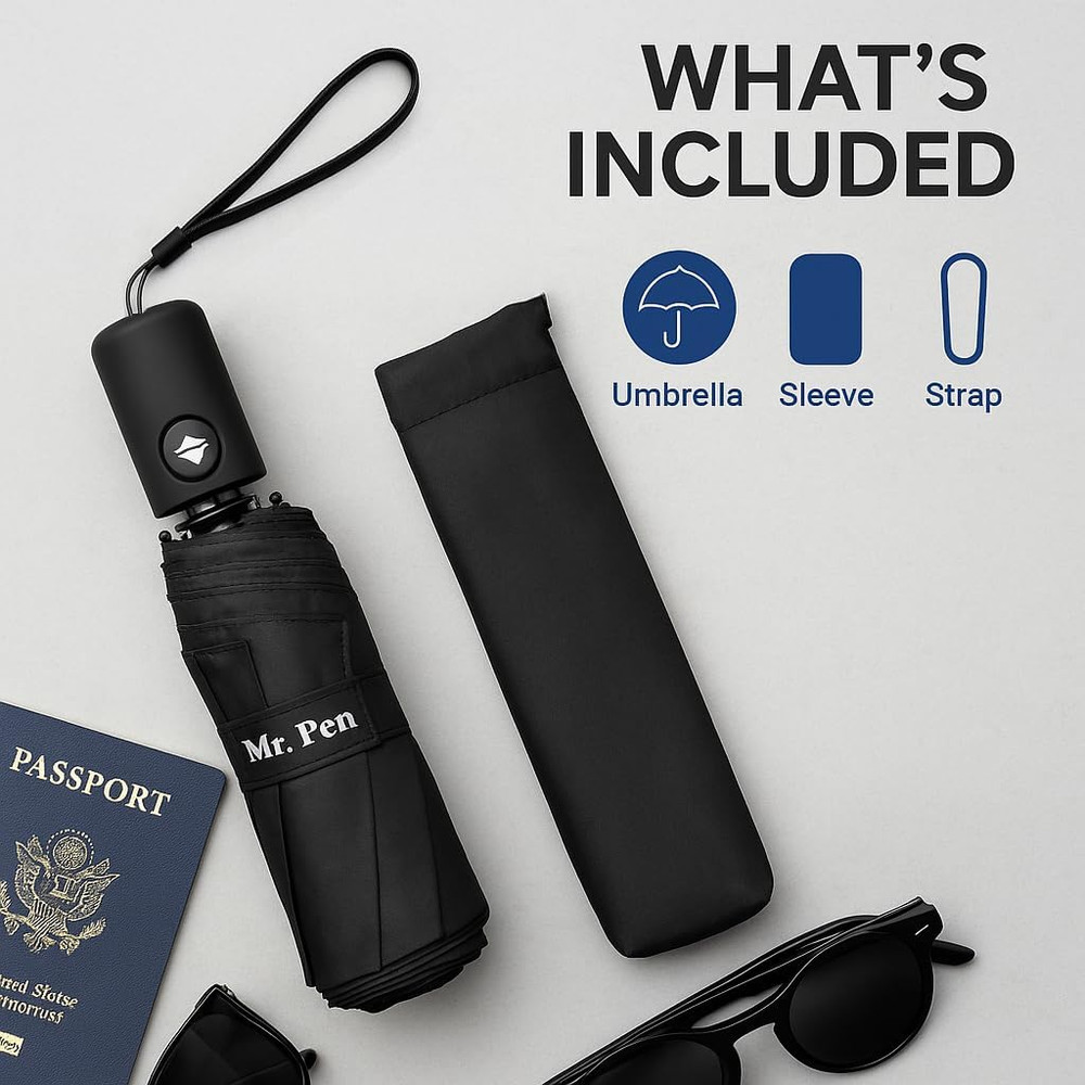 Windproof Travel Umbrella, Automatic Umbrellas for Rain, Compact