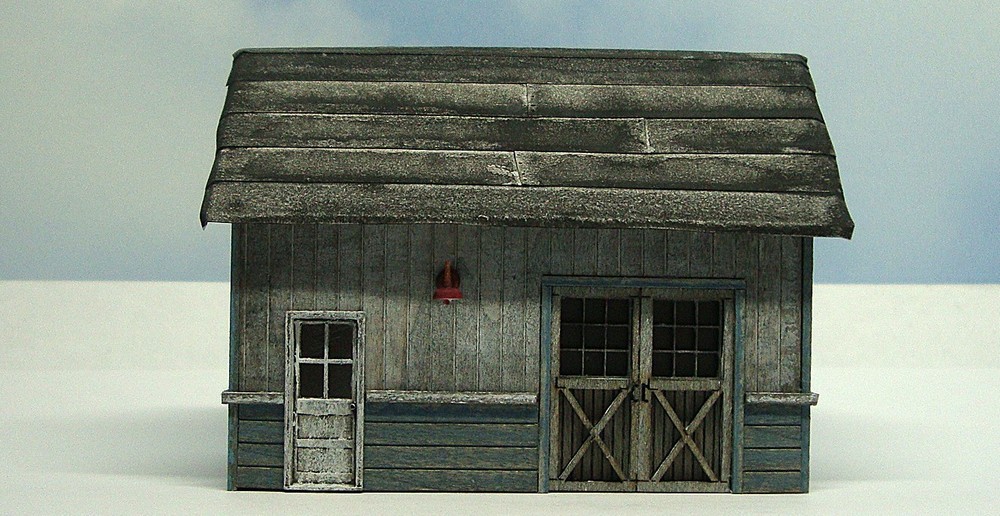 HO scale built wood model Yard Shed