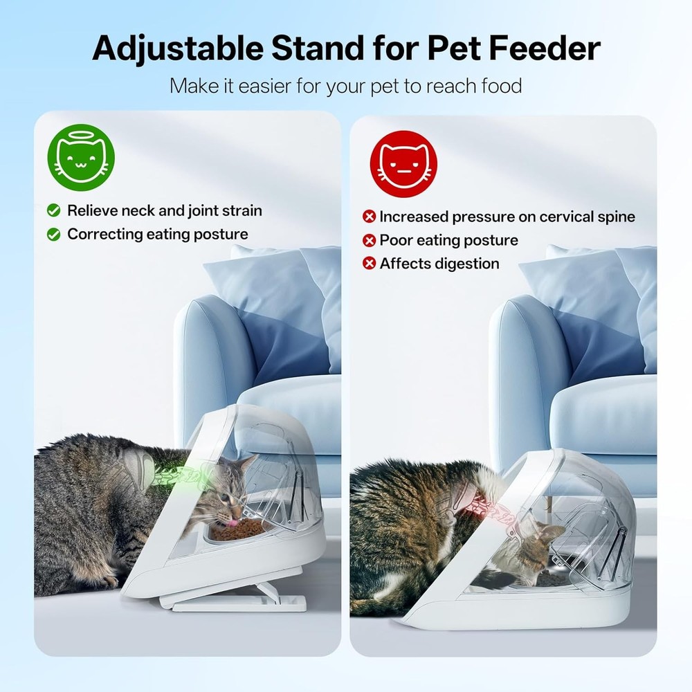Adjustable Stand for Micro Chip Automatic Pet Feeder and Connect, White