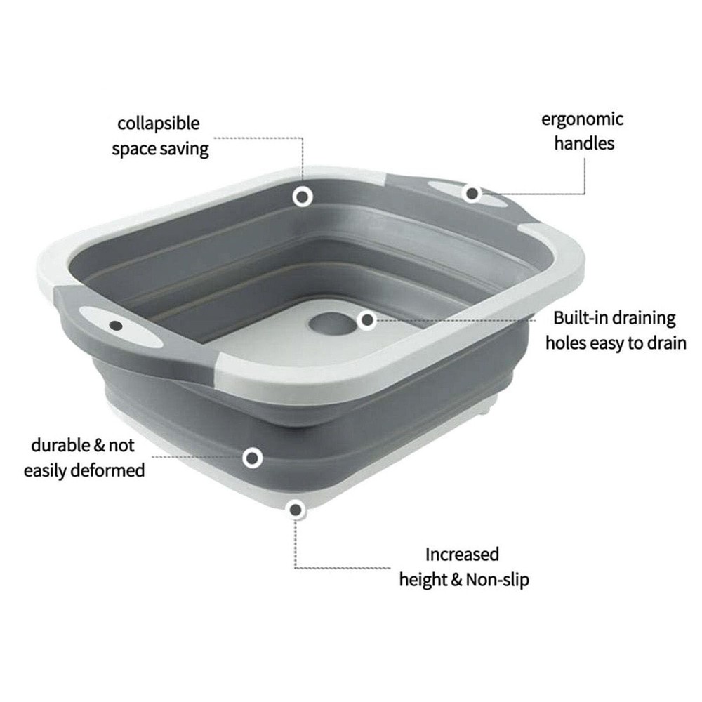 Collapsible Washing Bowl, Multi Function Bowl Drying Rack, Portable Cutting B...