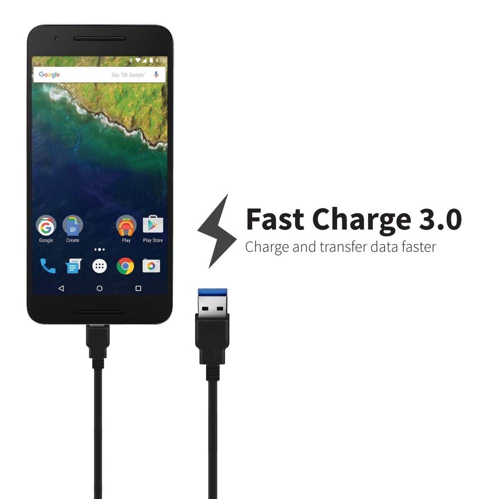 USB TYPE-C USB Charging Cable - Fast Charging (1M) - Black by Orzly®