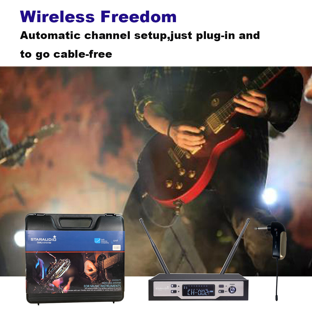 Wireless UHF Microphone System Guitar Straight Angled plug Microphone Audio Mic