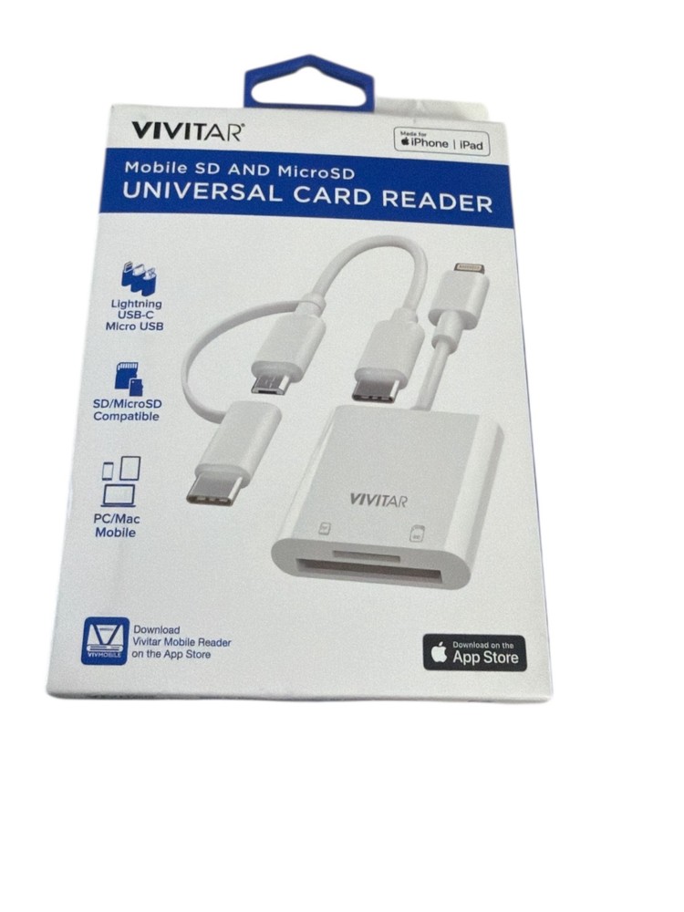 VIVITAR MOV4016-WHT Mobile SD, Micro SD and Compact Flash Card Reader