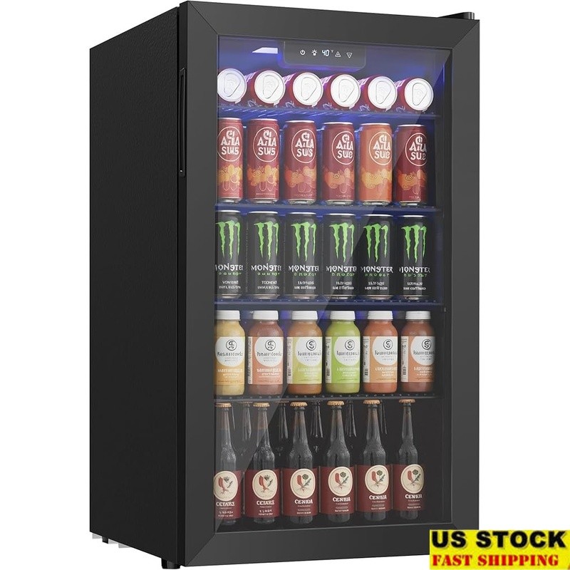 Compact Beverage Cooler 126 Can Capacity Adjustable Shelves Smart Temp Control