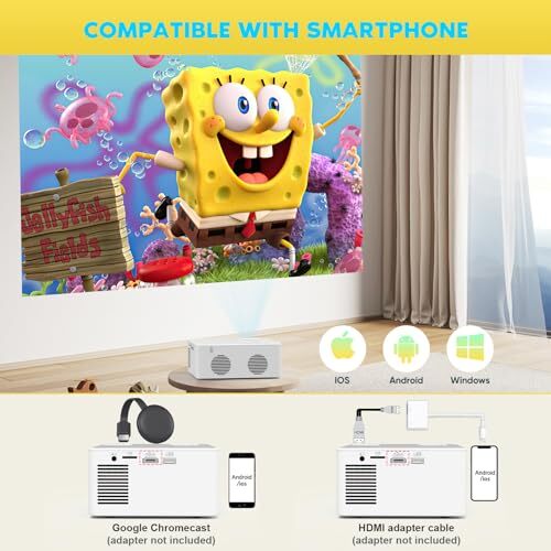 Mini Bluetooth Projector, Full HD 1080P Supported Portable A-9500 Bluetooth