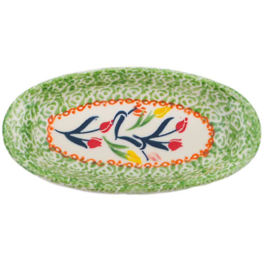 Polish Pottery Condiment Dish 6" Tulip Ring