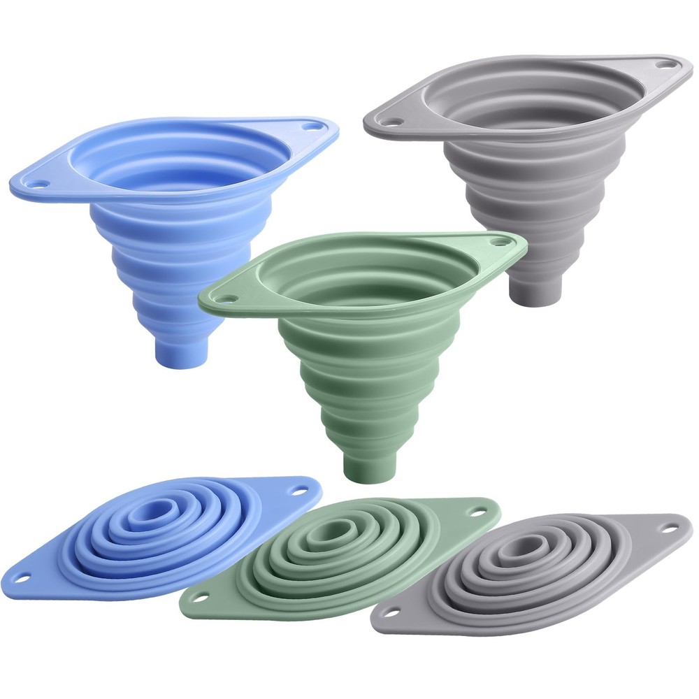 Kitchen Funnel Set 3 Pack, Collapsible Silicone Funnel for Kitchen Use Filling