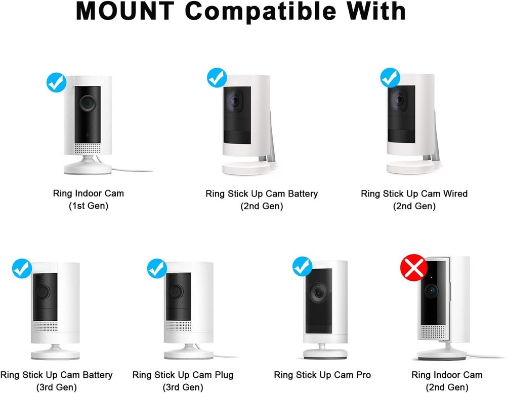 2Pack Adjustable Wall Mount Bracket Compatible with Ring Stick Up Cam & Black