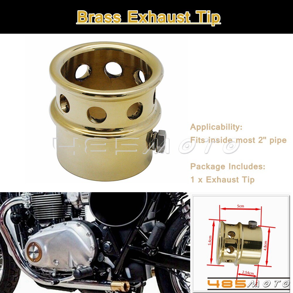 Motorcycle 2" Inch Brass Solid Drilled Exhaust Tips For Harley Chopper Bobber