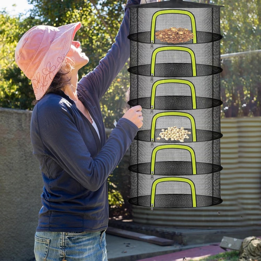 6 Layer Herb Drying Rack, Herb Drying Rack Hanging Mesh, Foldable Plant Drying N