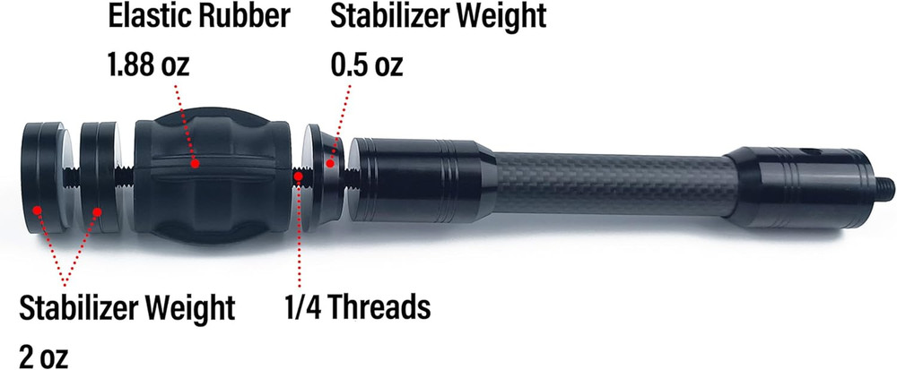 Carbon Archery Bow Stabilizer Single Side Adjustable V-Bar Mount Quick Disconnec