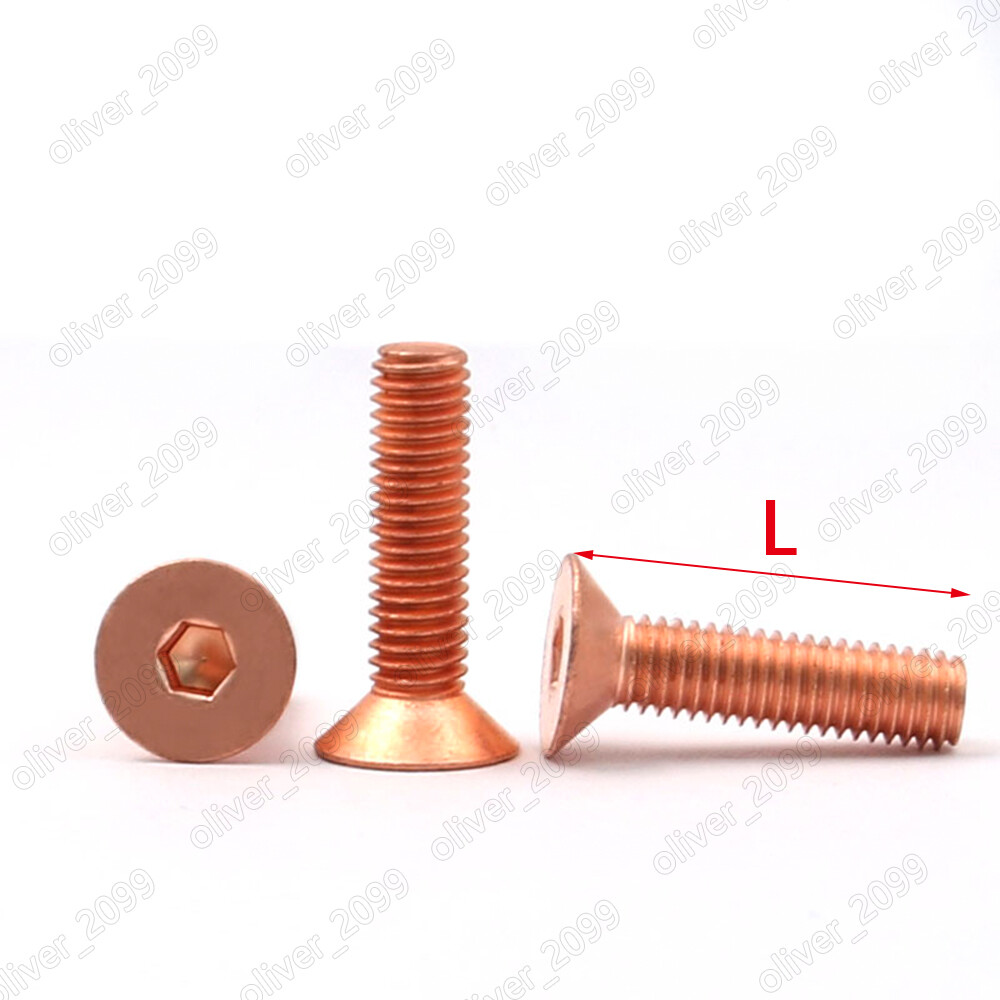 99.9% Pure Copper Hex Socket Bolts Countersunk Flat Head Screw M2/M3/M4/M5/M6/M8