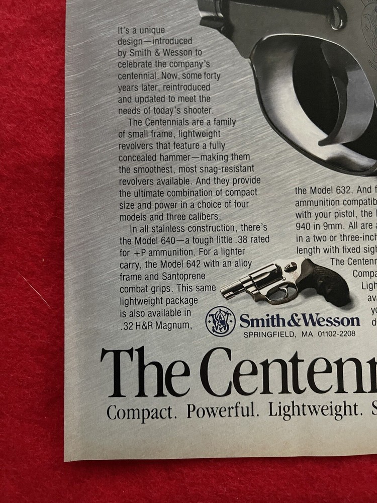 Smith & Wesson Revolvers 1991 Print Ad The Centennials Advertisement