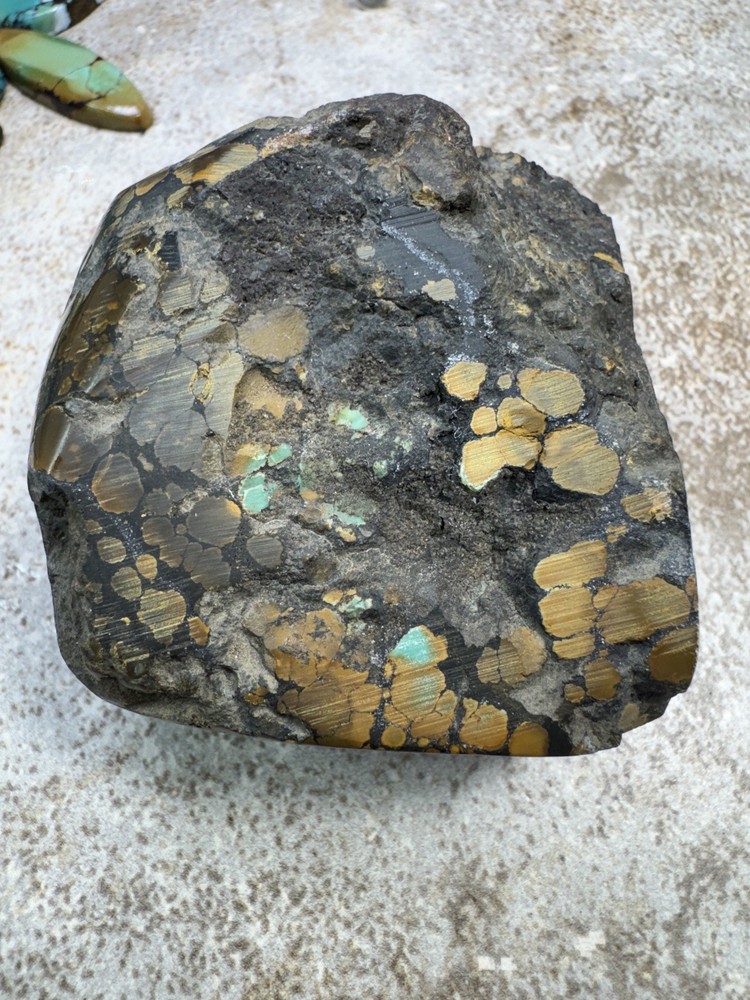 Hubei turquoise stabilized great multi color polychrome solid spiderweb nugget